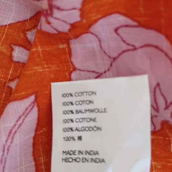 Free People Orange Pink Floral Off Shoulder Peasant Top L EC - Picture 10 of 10